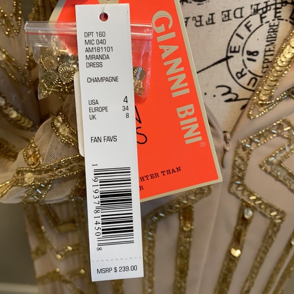 Gianni Bini Beige and Gold sequin cocktail dress never been worn - Picture 8 of 9